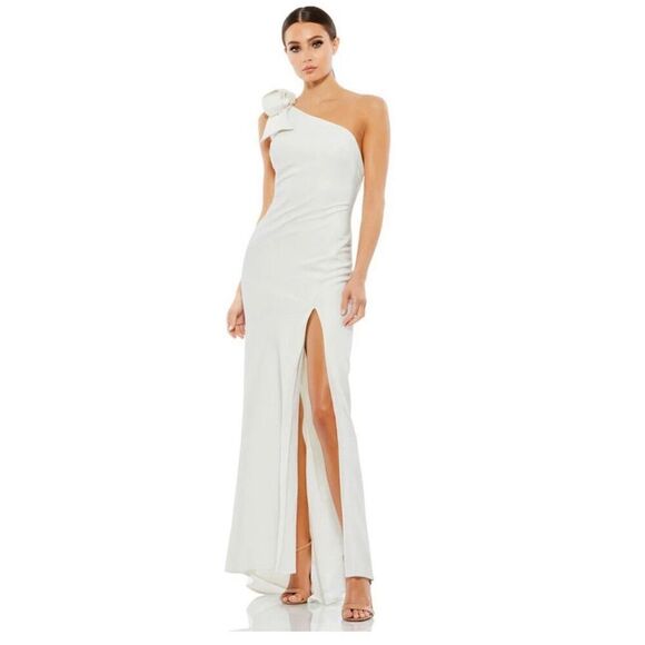 Mac Duggal Dresses & Skirts - Ieena For Macduggal 26665 White Sz 10 Wedding Bride Shower Bridal Slit Bow